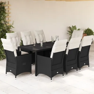 Produktbild von Best Möbel Gartenmöbel Set Balkonmöbel-Set 9-tlg. Garten-Essgruppe mit Kissen Schwarz Poly Rattan - Gartenmöbelgarnituren CL6597548 5parcel