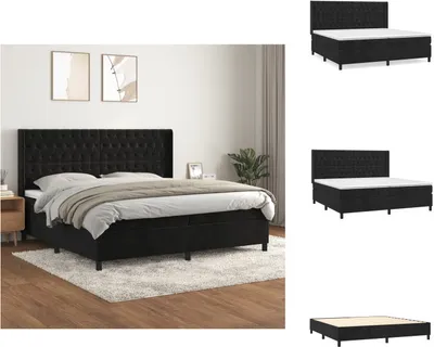 Produktbild von vidaXL Boxspringbett mit Matratze Schwarz 200x200 cm Samt -  Betten & Bettgestelle