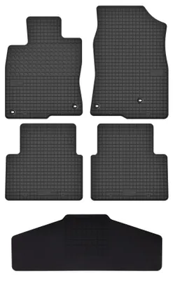 Productafbeelding van Rubberen automatten + tunnelmat voor Honda Civic X 2017-2021 (hatchback) – 5-delig, zwart, op maat – Wielganizator SolidTread