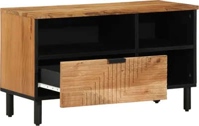 Zdjęcie produktu dla Szafka pod telewizor z półką vidaXL, brązowa, 80 x 33 x 46 cm, z litego drewna mango