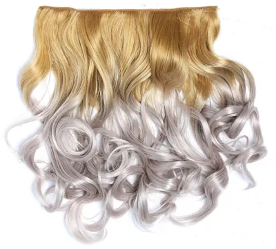 Produktbild von WIG ME UP Clip-in Extension Haarverlängerung Hinterkopf breit lockig Ombre Blond Silbergrau CMT-863-055TT642