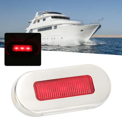 Image de Feu de signalisation LED marin, étanche, indicateur de navigation pour bateau, yacht, 12 V, acier inoxydable, rouge