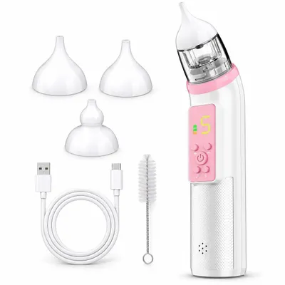 Produktbild von Nasensauger Elektischer Baby-Nasenreiniger, 68 kPa, 5 Saugstufen, Musik & Licht, 3 Silikonaufsätze, USB-C, 600 mAh Akku, für 0–2 Jahre
