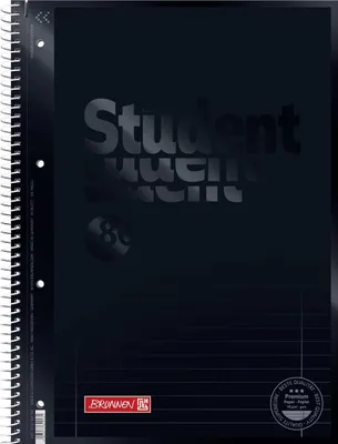 Obrázok produktu pre BRUNNEN 1067927190 Collegeblock Student Premium Colour Code A4 linajkovaný, s vnútorným a vonkajším okrajom, Lin. 27 Titulná strana: onyx