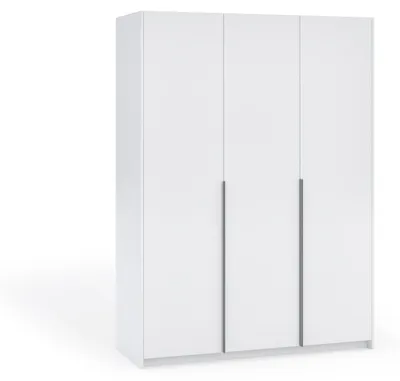 Produktbild von Margaret Hadas24 Kleiderschrank APOLLONIA ohne Spiegel, Drehtürenschrank, moderner, Schrank, viel Stauraum150 x 204cm (weiß, schwarze Griffe)