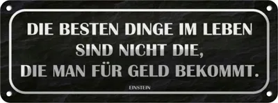 Produktbild von vianmo Blechschild 10x27 cm die besten Dinge nicht für Geld Spruch Zitat