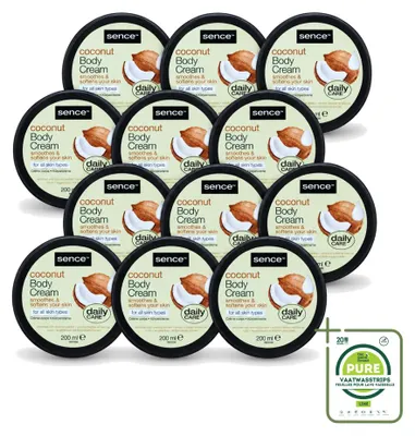 Productafbeelding van 12 x Sence Kokos Bodycrème - Verzorgend - 200 ml - Grote verpakking - 12 stuks
