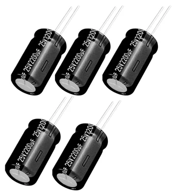 Elektrolyt-Kondensator 2200 µF, 25 V DC, THT, 5 Stück
