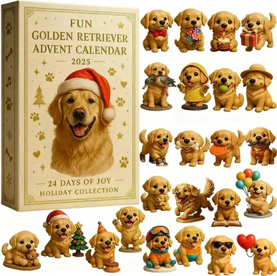 Produktbild von Adventskalender mit Retriever-Hund-Motiv, 24-tägiger Countdown bis Weihnachten, Weihnachtsbaum-Anhänger, festlicher Schmuck