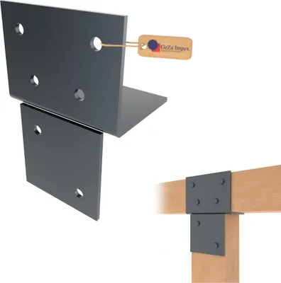 Produktbild von GeZu Impex Pfosten Dreiwegverbinder T-Form 121 x 121 mm Anthrazit Pulverbeschichtet