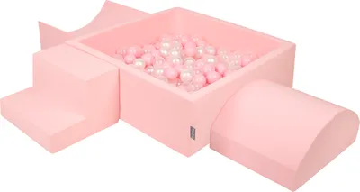 Produktbild von KiddyMoon Spielplatz Aus Schaumstoff Mit 200 Bälle ∅7cm Hindernisläufen Version 6 Quadrat Bällepool Mit Bunten Bällen Für Babys Und Kinder