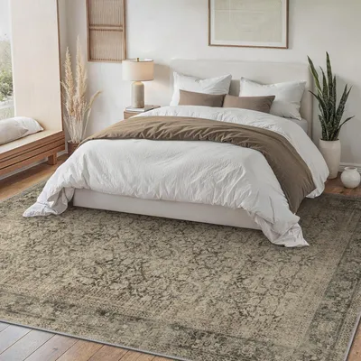 Zdjęcie produktu dla Dywan do salonu, 160x230 cm, jasnobrązowy, beżowo-brązowy, prostokątny, krótki włos, antypoślizgowy, można prać w pralce