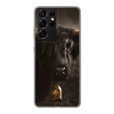 Produktbild von MuchoWow® Handyhülle Schutzhülle Hülle für Samsung Galaxy S21 Ultra Schottischer Highlander - Fell - Schwarz Silikon Softcase Handy Hülle - Mobiltelefon