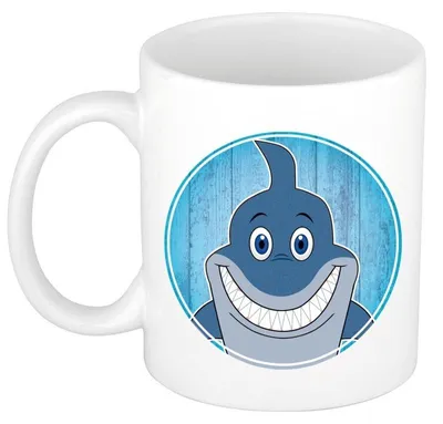 Produktbild von Hai-Becher - weis - Keramik - 300 ml - Kinderbecher Hai