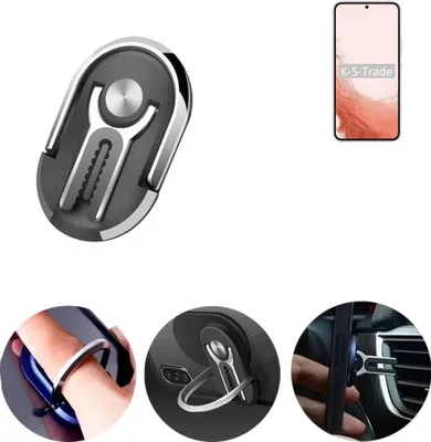 Produktbild von K-S-Trade 3in1 Smartphone-Ring Handy-Ring kompatibel mit Samsung Galaxy S22 Exynos Fingerhalterung Handyring Tischständer Lüftungsgitter-Halterung