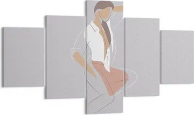 Produktbild von Bild auf Leinwand - Leinwandbild - 5 Teile - Frau Grafik Modern - 125x70cm - Wand Bild - Wanddeko - Wandbilder - Leinwanddruck - Bilder - Wanddekoration - Leinwand bilder - Wandbild - EA125x70-4266