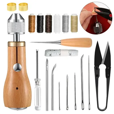 Produktbild von Polsterreparaturset, Leder Nähset – Tragbares Komplettset mit Nadeln, gewachstem Faden & Schere, DIY Lederreparatur & Handwerk