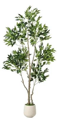 Image de Ficus artificiel, hauteur 180 cm, avec pot blanc
