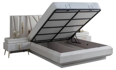 Produktbild von Schlafzimmer Set Luxus Bett 2x Nachttische Kleiderschrank 4tlg Möbel