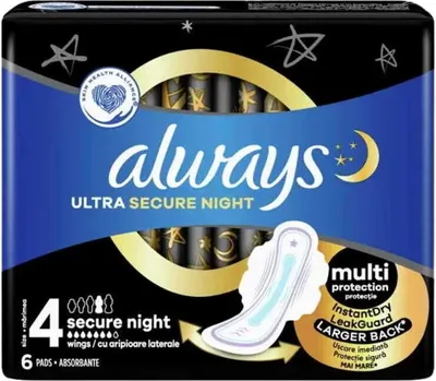 Produktbild von Damenbinden mit Flügeln 6 Stück ALWAYS ULTRA NIGHT