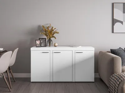 Produktbild von AX LIVING Sideboard Wohnzimmer Spacoro 3T – Stilvolle, Modern in Weiß
