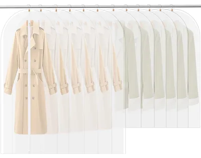 Imagen del producto de Omgoods - 12 fundas para ropa con cremallera - Fundas transparentes para proteger la ropa