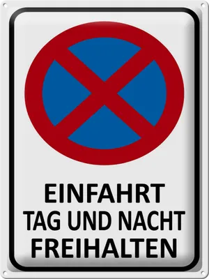 Produktbild von Blechschild Hinweis Einfahrt Tag und Nacht freihalten, 40 x 30 cm, Blechschilder Achtung  Widerrechtlich