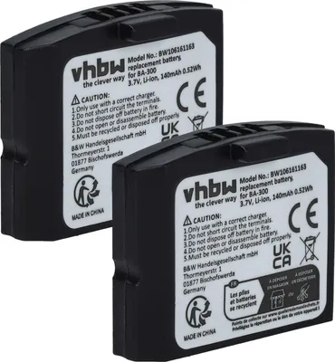 Produktbild von vhbw 2x Akku Ersatz für Sennheiser BA300, BA-300, HC-BA300, NCI-PLS100H, 500898, 523306 für Wireless Headset Kopfhörer (140 mAh, 3,7 V, Li-Polymer)