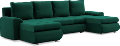 Produktbild von Ecksofa mit Schlaffunktion, 3 Bettkästen, U-förmig, Schlaffläche 270x140cm, Flaschengrün