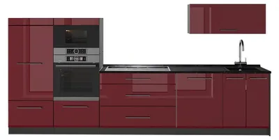 Obrázek produktu pro Kuchyňský kout Vicco Fame-Line Bordó červená vysoký lesk/Antracit 340 cm bez pracovní desky, Model 64454