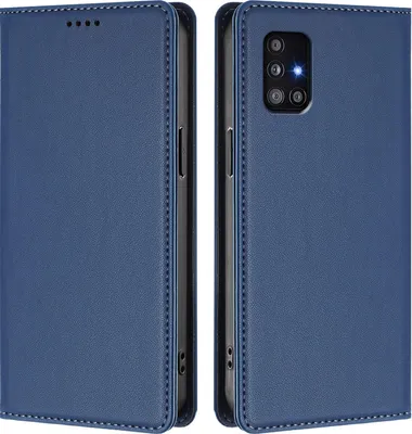 Image de Etui en cuir pour Samsung Galaxy A51 4G, étui magnétique en cuirPolyuréthaneavec support Bleu foncé