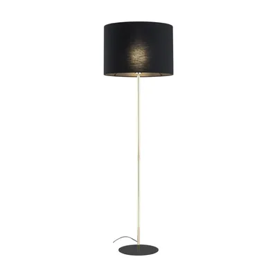 Produktbild von Stehleuchte Metall Stoff 160 cm hoch in Gold Schwarz E27 rund Modern Stehlampe