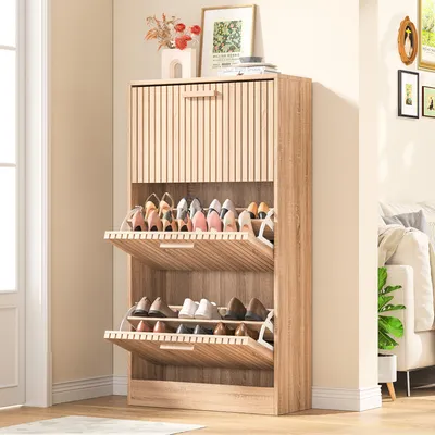 Obrázek produktu pro Botník se 3 výklopnými dvířky, rozměry: 60 x 24 x 113 cm (š x h x v)