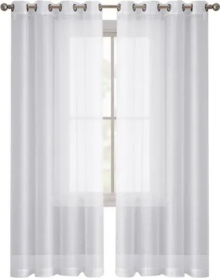 Produktbild von Set aus 2 transparenten Gardinen, 140 x 260 cm, Schlafzimmergardinen, weiße Verdunkelungsgardinen, leichte und atmungsaktive Gardinen, geeignet für Wohnzimmer, Schlafzimmer, Heimdekoration.
