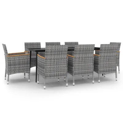 Image de salon de jardin 9 pièces avec coussins Poly rotin et verre