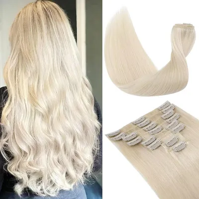 Produktbild von Clip in Extensions Echthaar 8 Stück 70g 45 cm Weiß Blond