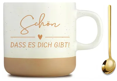 Immagine prodotto di Tazza con scritta "Sono felice che tu esista" da 350 ml, in Vetroceramica bianca