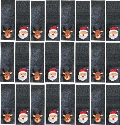 Produktbild von 24 Stück Bestecktaschen Filz Elch Weihnachtsmann Weihnachten