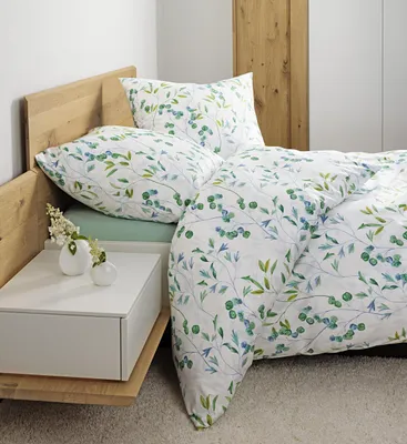 Produktbild von Janine Design Bettwäsche-Garnitur Mako-Satin 98117 moments Farbe grün türkis Größe 155x220+80x80