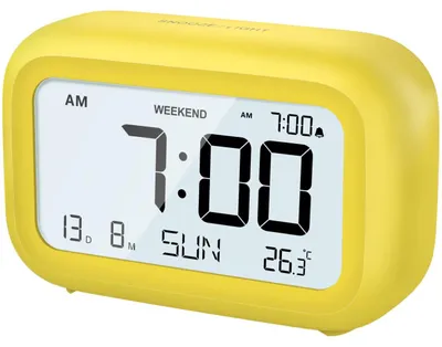Digitalwecker, batteriebetrieben, LCD, Snooze, Wochenendmodus, gelb