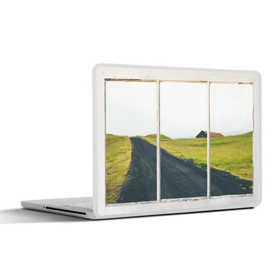 Produktbild von MuchoWow® Laptop Aufkleber Sticker Cover Aussicht - Straße - Gras 25x18 cm - Laptop-Deko