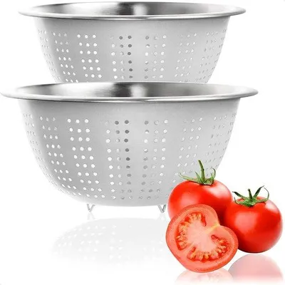 Produktbild von Famanu Küchensieb, feines Netzsieb, Pastastrainer mit Griff, mikroperforiertes Küchensieb - 2 Stück