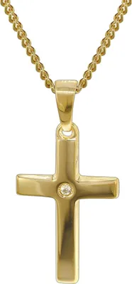 trendor 35799 Gold Kreuz 585 mit 40 cm goldplattierter Kette 1