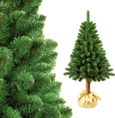 Produktbild von Künstlicher Tannenbaum Kiefer mit Naturstamm 180cm Christbaum mit Kunststoffsockel PVC Dekoration Weihnachtsdeko