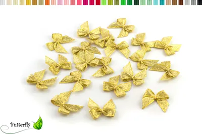 Produktbild von Satinschleifen 25mm, 20 Stück, Farbe:Gold metallic 687MET