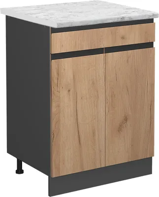 Produktbild von Küchenunterschrank Vicco R-Line Goldkraft Eiche 60 cm  J-Shape AP Marmor, Model 46517