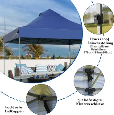 Obrázek produktu pro 3 x 3 m pavilon skládací pavilon voděodolný stabilní zimní párty stan s taškou na kolečkách modrá