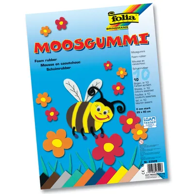 Produktbild von folia Moosgummi 290 x 400 mm 10 Blatt sortiert