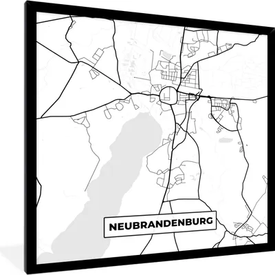 Produktbild von MuchoWow® Gerahmtes Poster Neubrandenburg - Karte - Lageplan 40x40 cm - Poster mit Schwarzem Bilderrahmen Wandposter Rahmen Foto Bilder - Mit Rahmen - Wanddekoration Schlafzimmer