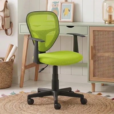 Produktbild von Schreibtischstuhl Kinder STUDIO ergonomisch, Grün - Kinderschreibtischstuhl für Kinderzimmer, drehbar und höhenverstellbar mit Armlehnen, atmungsaktiver Meshbezug [max. Belastbarkeit 100 kg]